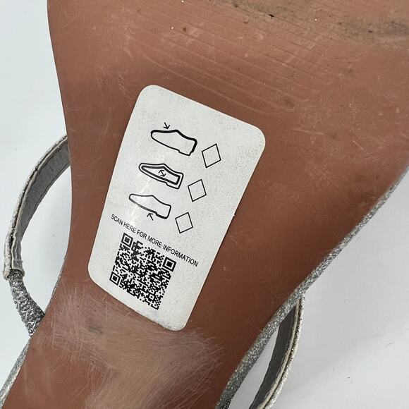 ASOS Glitter Slide Sandals Womens 8 Silver Strappy High Heels Square Open Toe - Picture 8 of 11